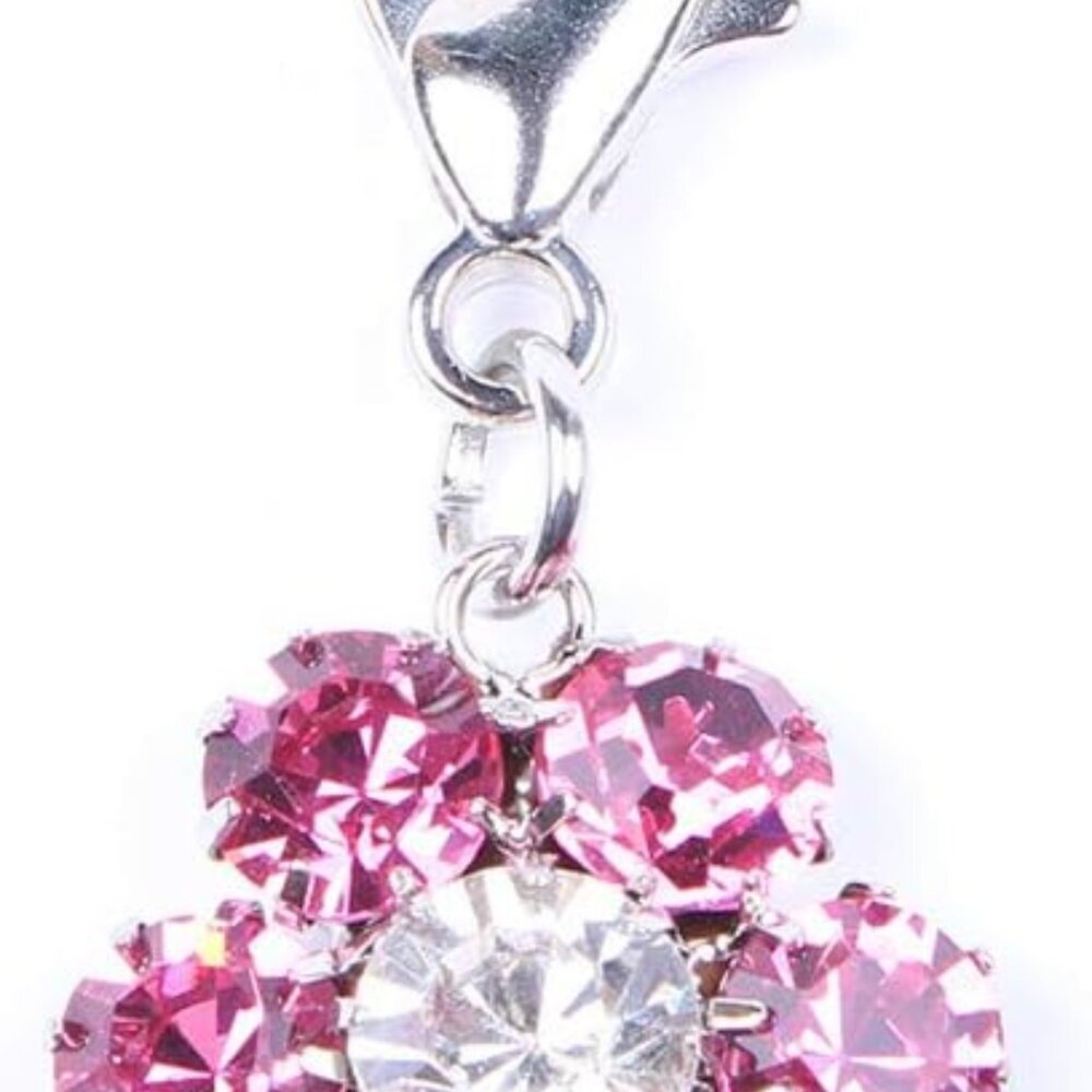 Bling Rhinestones Flower Charm Pendant Jewelry for Female Pet Dog Cat Necklace C